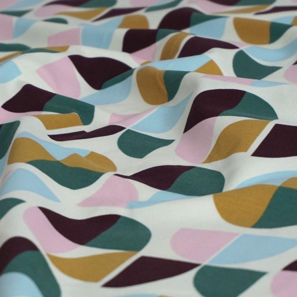 REST Stretch-Sweat Geometrisches lila rosa, gelb, grün